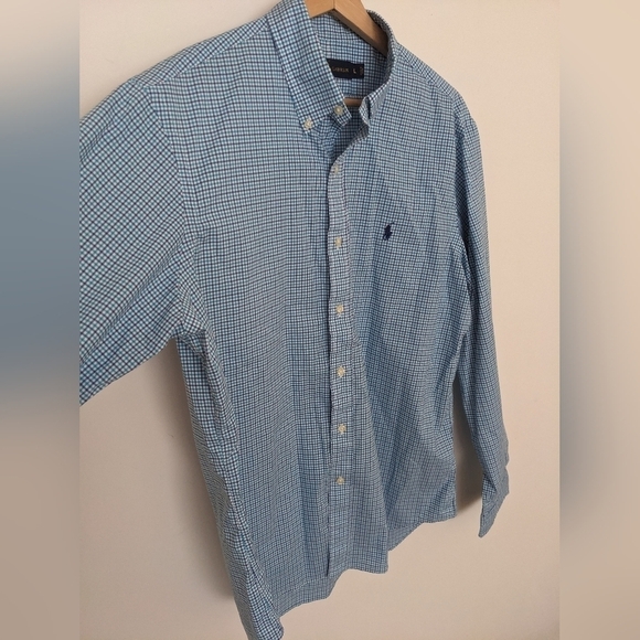 Ralph Lauren Men's blue and purple plaid cotton button down | size L - Picture 3 of 8